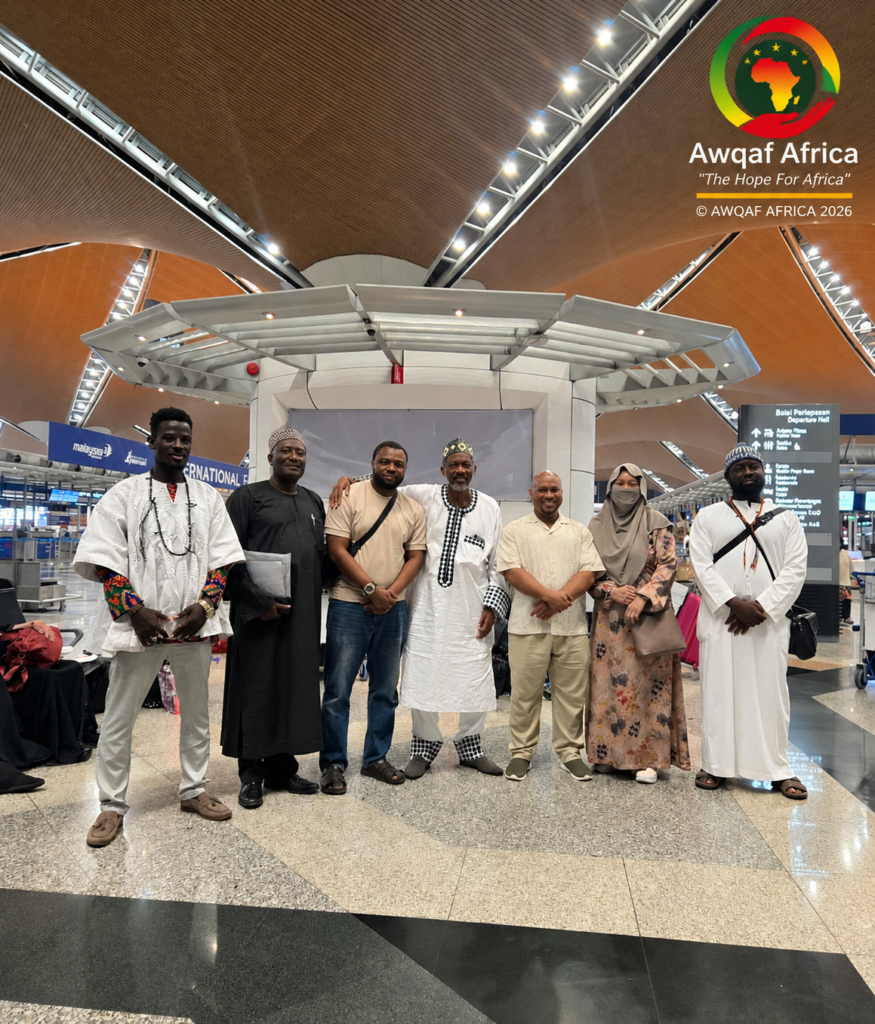 Ghanaian delegation at Kuala Lumpur International Airport during the October 2026 Malaysia visit facilitated by Awqaf Africa.